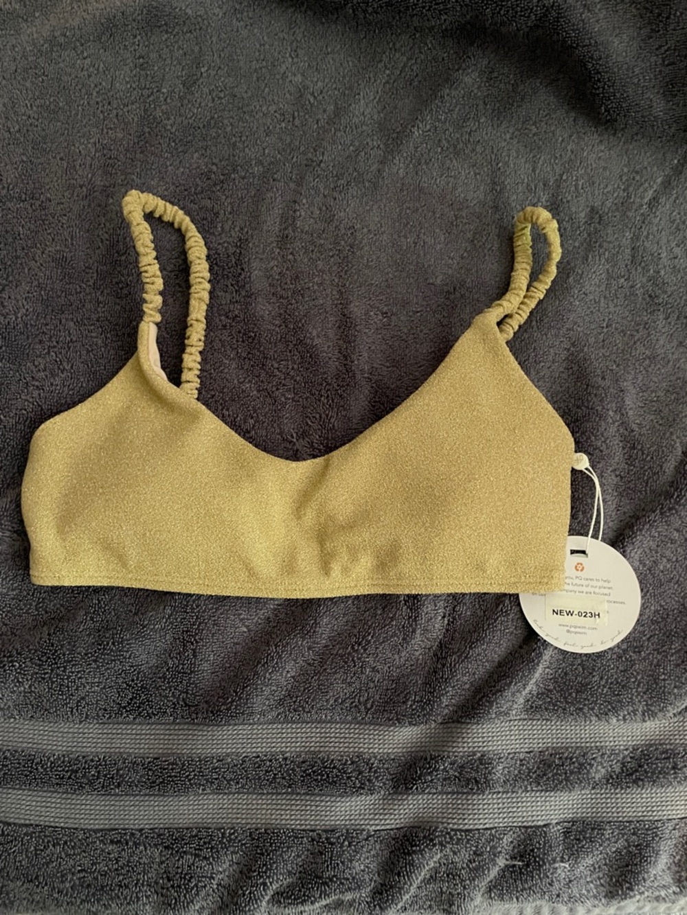 PQ Swim Gold Bralette with Ruched Straps